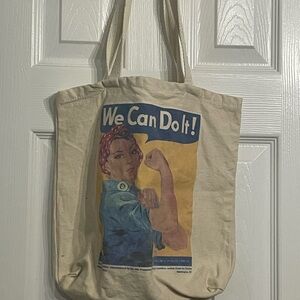 Vintage Rosie the Riveter Canvas Tote Bag 'We Can Do It!'